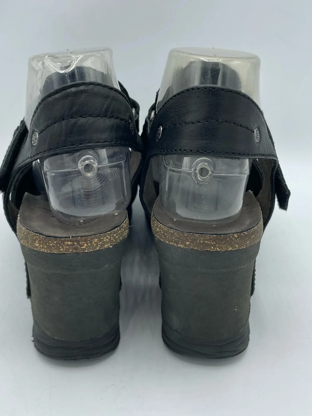 OTBT Waypoint Black Leather Wedge Boho Sandals - Comfortable Open-ToDesign